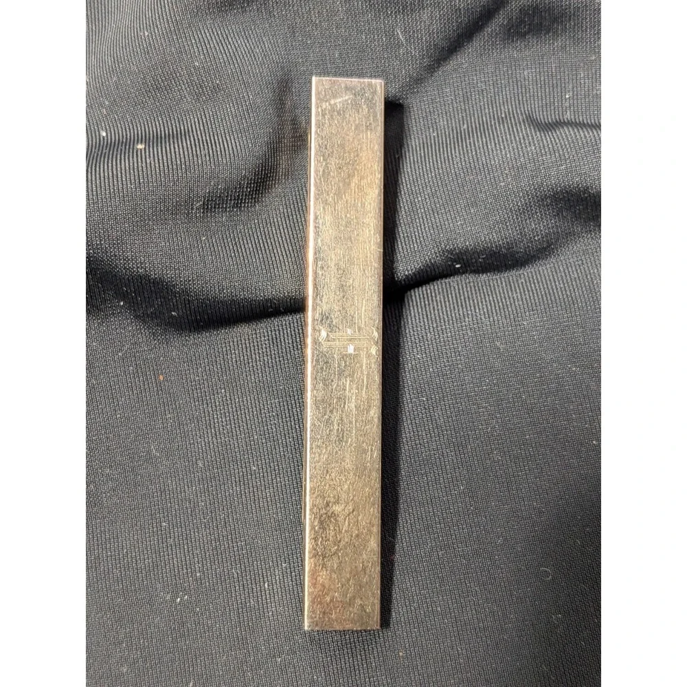 Vintage Gold Tone Money Clip, Stylized Monogram Emblem, Tie Accessory Minimalist